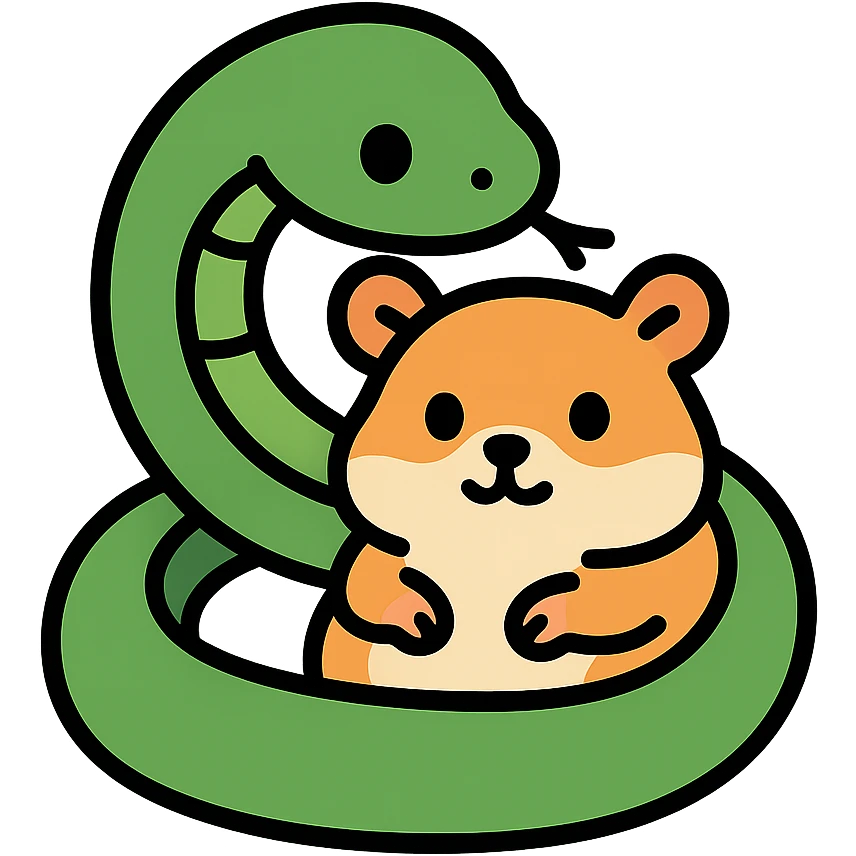color outline icon of a snake hugging a hamster emoji