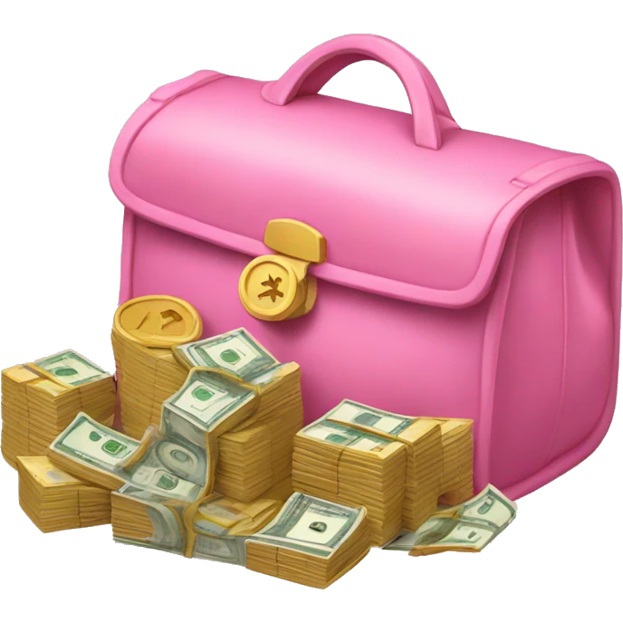 Pink bag full of money emoji