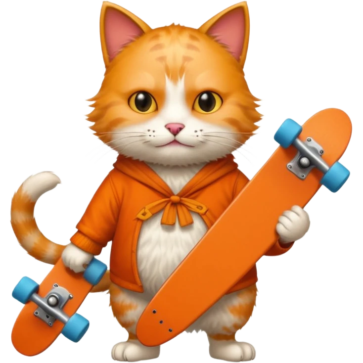ancient chinese cat hold skateboard  emoji