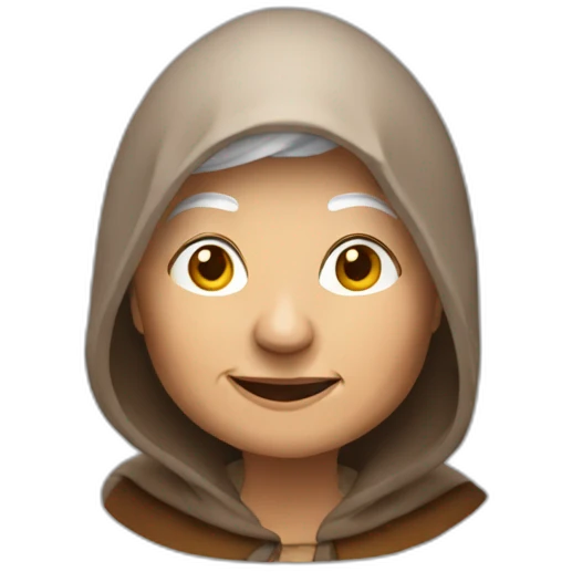 Old woman with a candle lantern wearing brown clothes with a canopie emoji