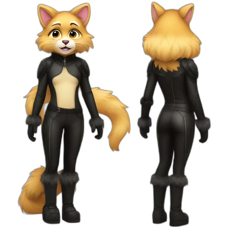 Furry posing in latex leggings emoji