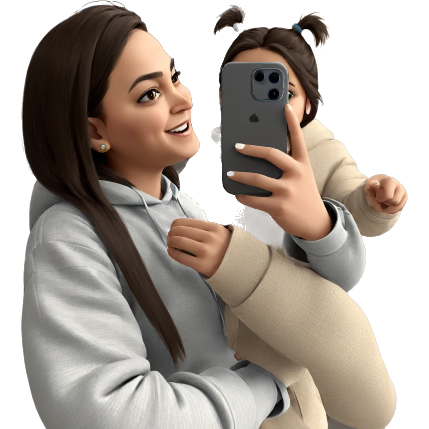 selfie of a girl with phone emoji