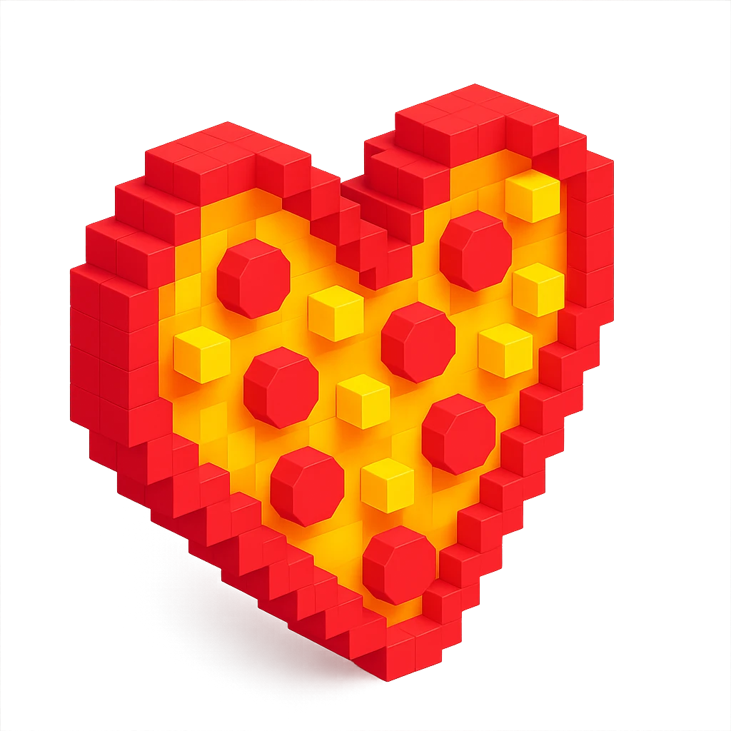pizza with pineapple and a heart-shaped crust emoji