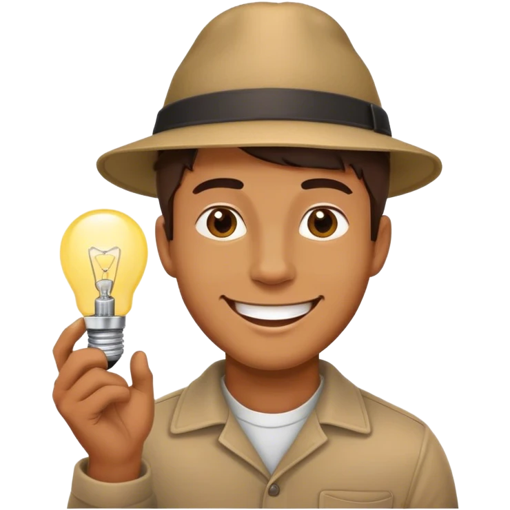 man with bulb happy emoji