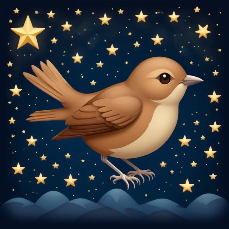 a nightingale bird flying against a dark starry night sky emoji