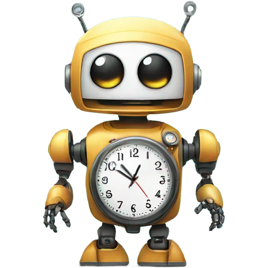 cute robot holds the clock emoji