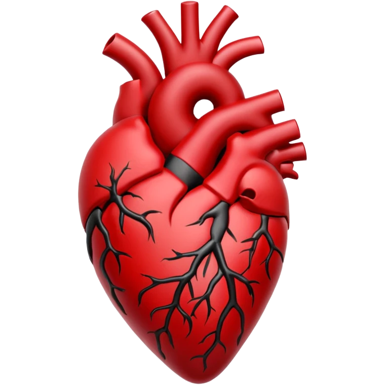 Anatomical heart  black and crimson veins and white roses emoji