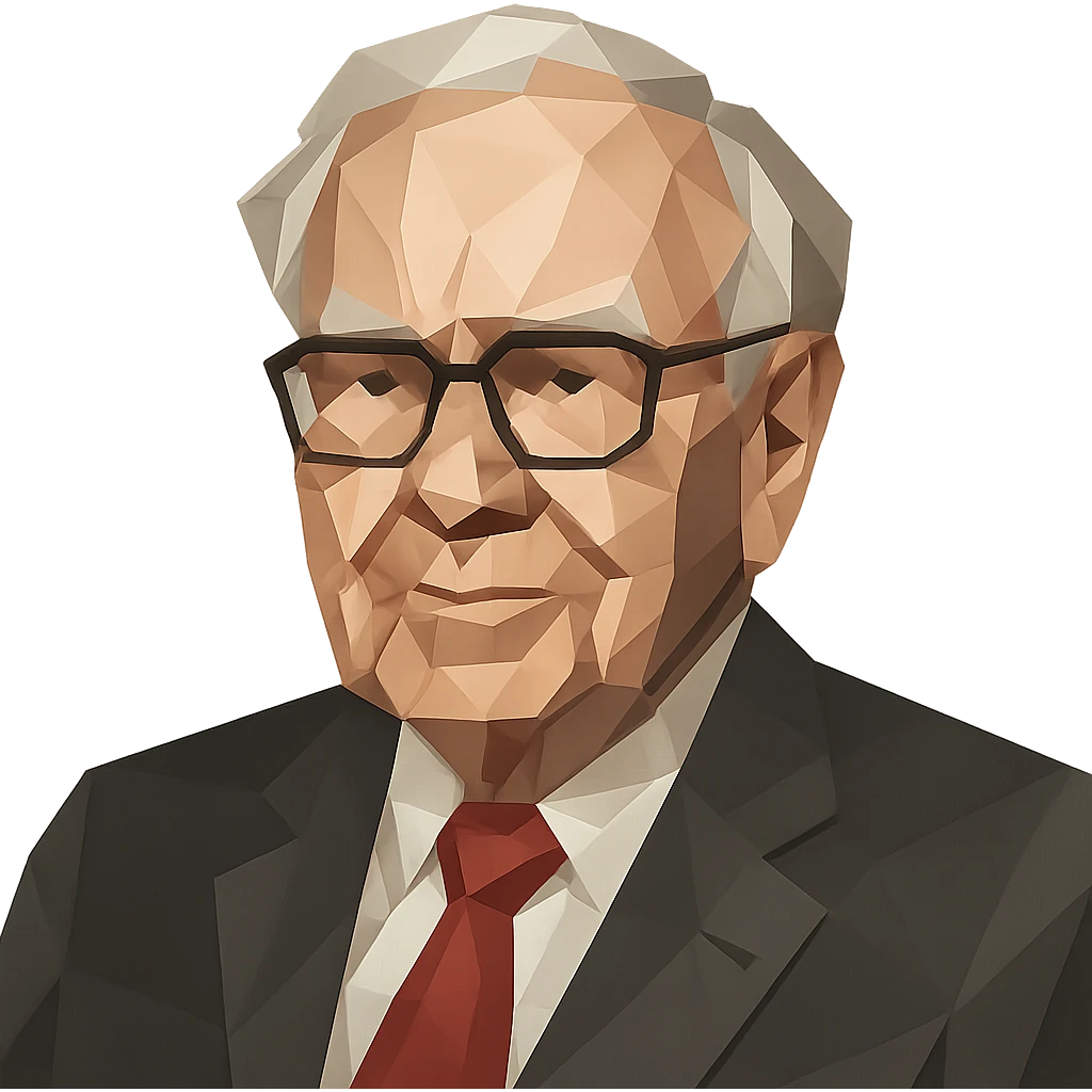 low-poly polygonal style portrait of Warren Buffett, glasses, suit emoji