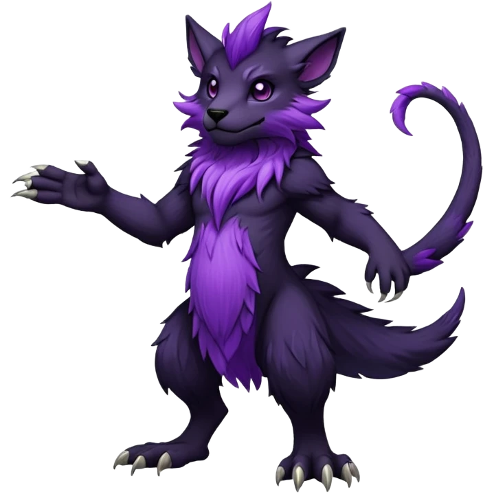  Dark black and purple anthro Fakémon-Wickerbeast-creature (full body) emoji