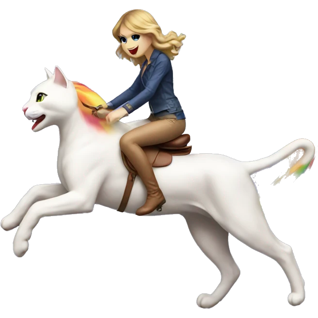 Taylor Swift riding a rainbow cat emoji