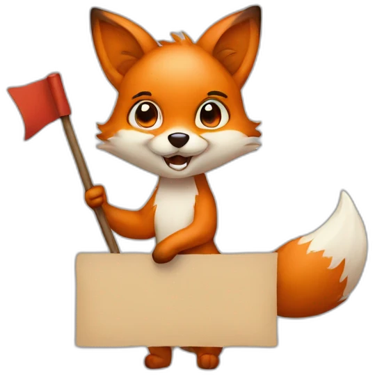 Cute fox Holding a Sign emoji