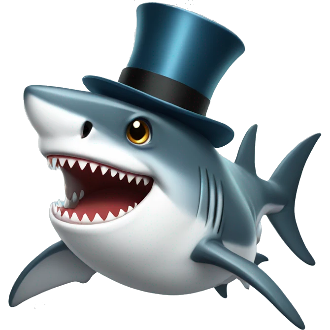 Shark with a top hat emoji