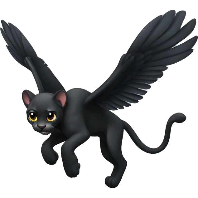 winged black puma flying emoji