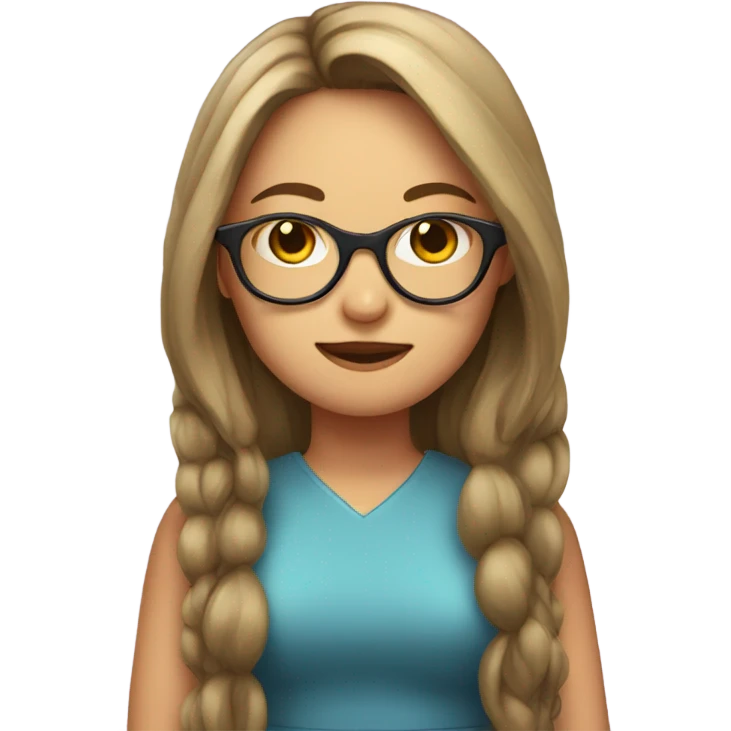 Girl with glasses and long hair and a dress and fat emoji