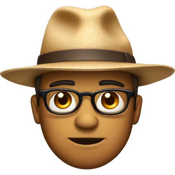 Squinted eyes biting lip raised eyebrows wearing a hat emoji