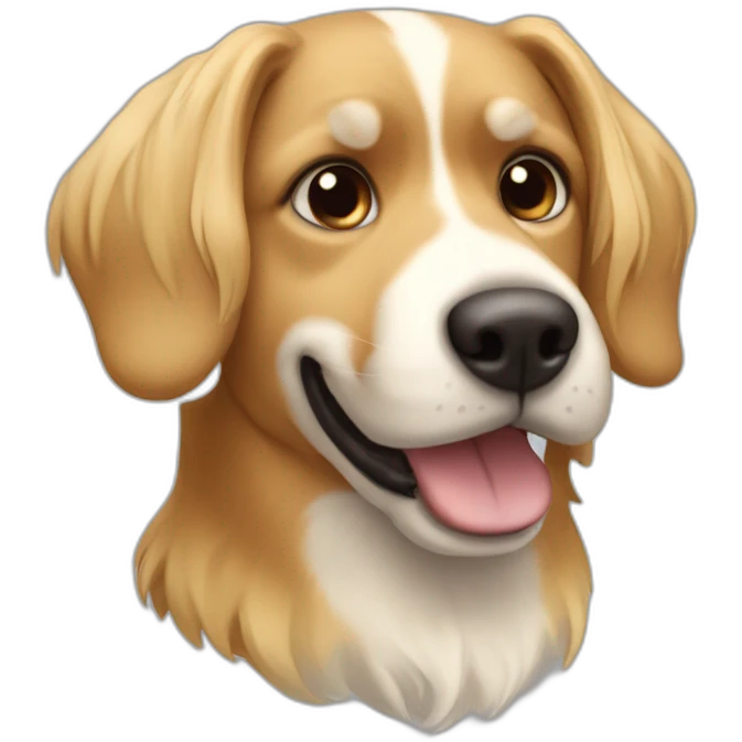 a dog with blonde hair on the top of his head and brune hair elsewhere  emoji
