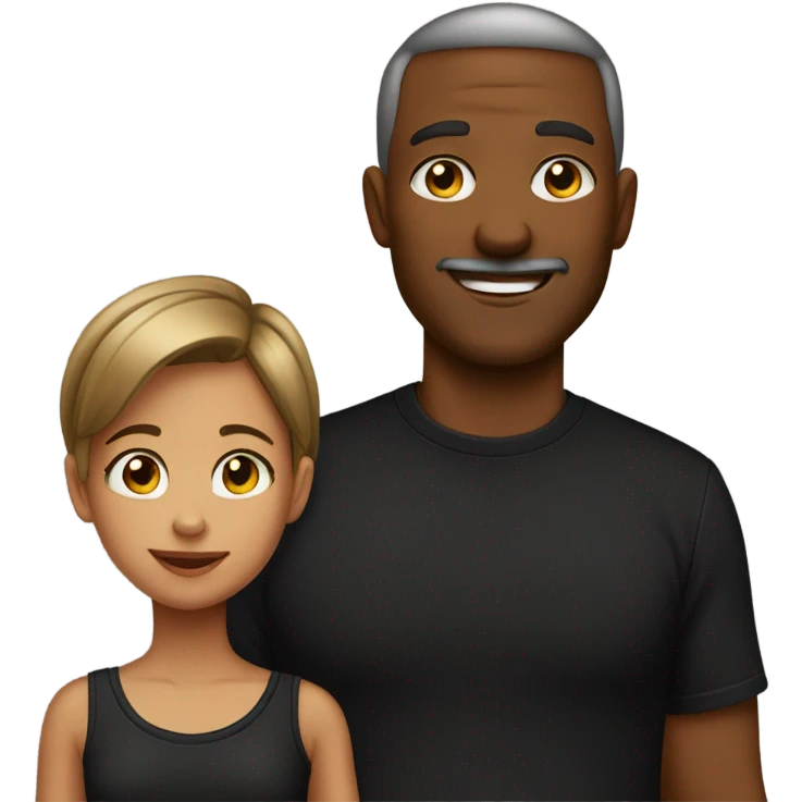 Dad and daughter in black shirts emoji