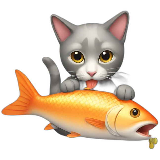 cat eating a fish emoji