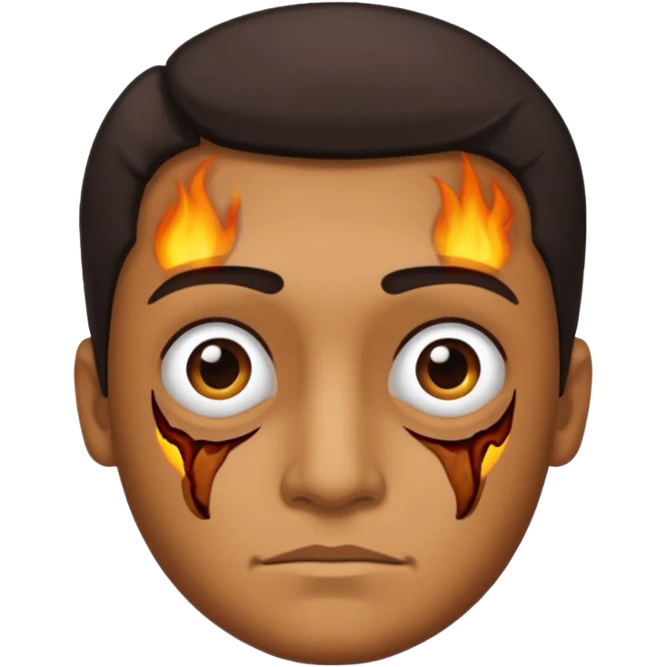 Design Gustavo in half-burnt face look from the iconic scene, realistic but dramatic. emoji