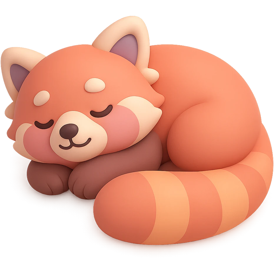 red panda sleeping, soft and fluffy emoji