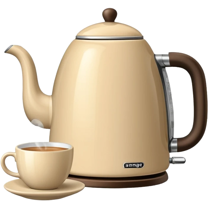 Beige smeg kettle and a cup of tea emoji
