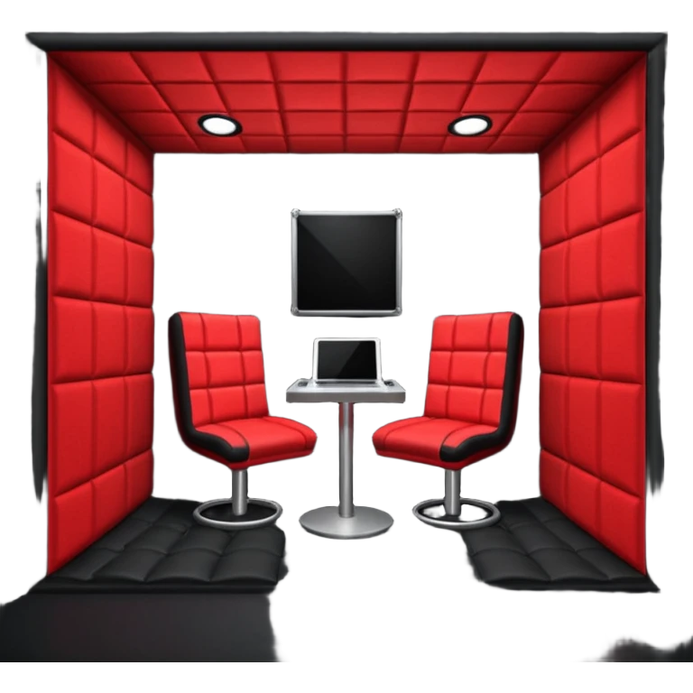 Red and black soundproof recording studio booth room emoji