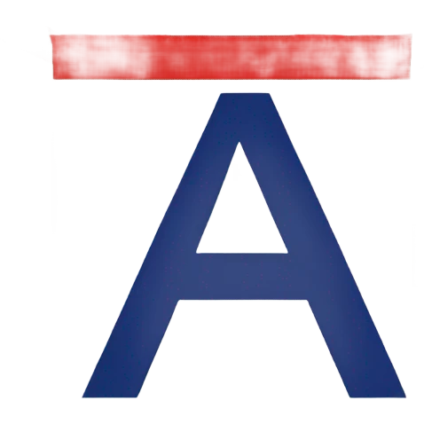 A letter t in the british flag colors emoji