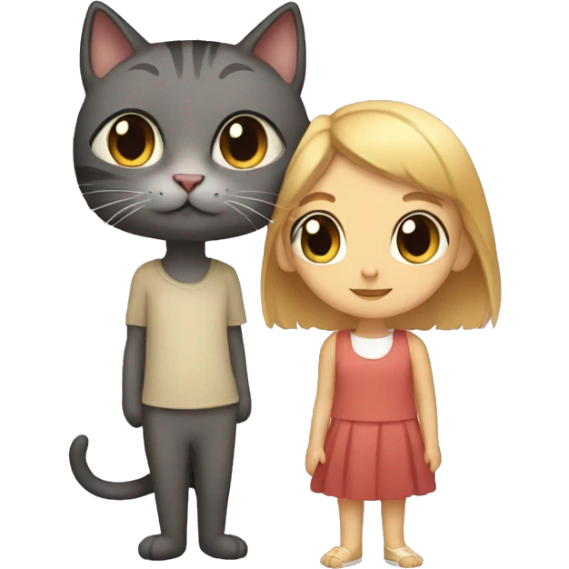 Cat and girl emoji