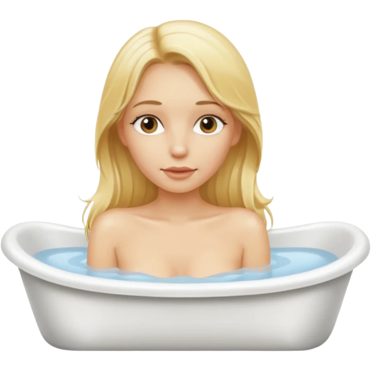 Nude woman, thin, long hair blonde, C Cup, in bathtub emoji
