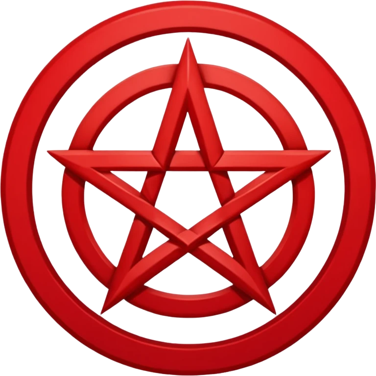 Inverted (point facing down), encircled pentagram, red. One circle, no additional colors. emoji