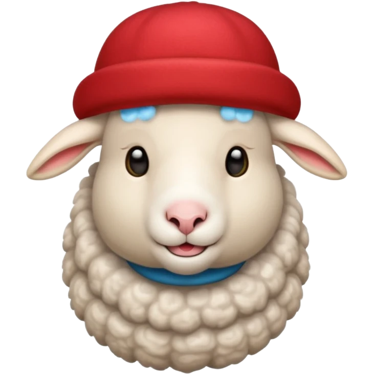 Sheep wear a red hat emoji