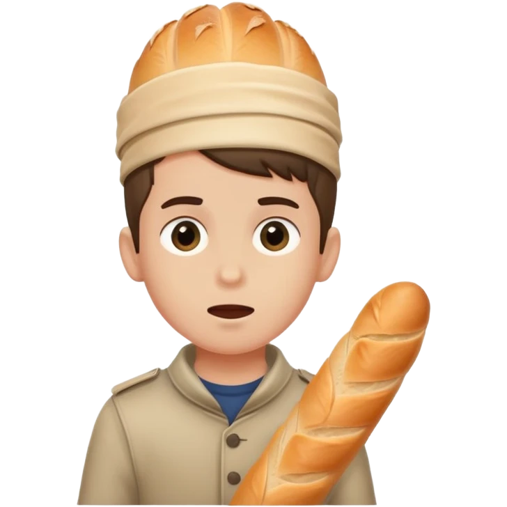 boy getting hit on the head with a baguette emoji