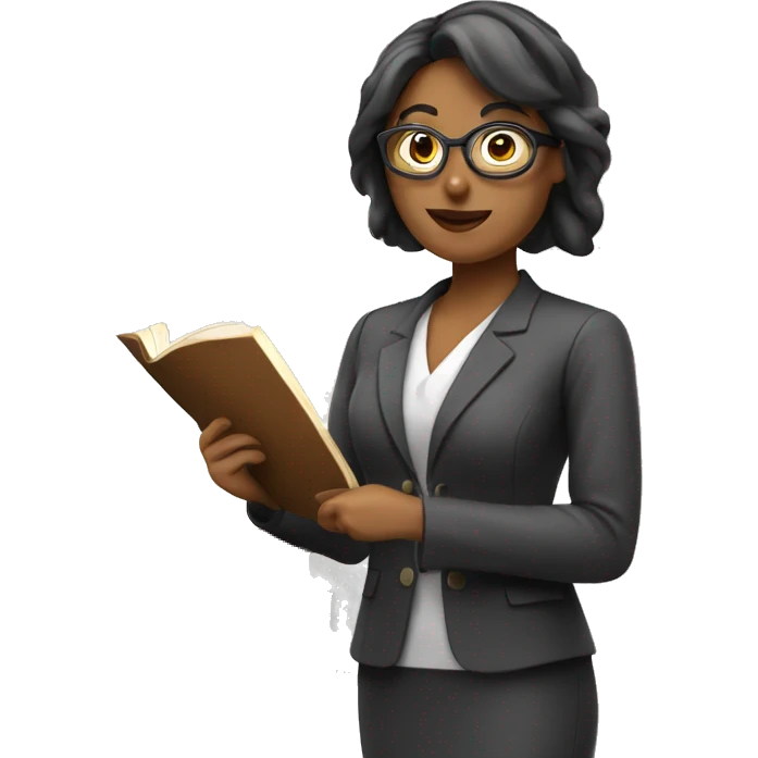 Teacher woman with a book and a pointer  emoji