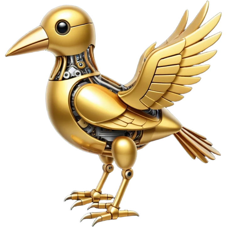 gold robotic bird emoji