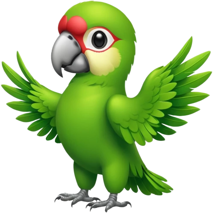 Green parrot, all green body, has money emoji