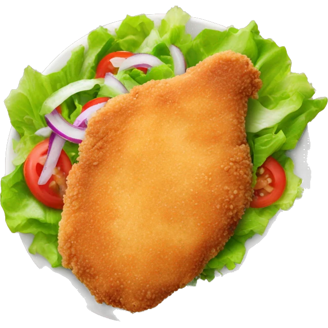 breaded chicken cutlet with salad emoji