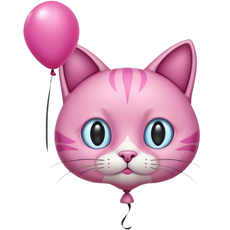 Make a pink cat with a balloon head, no the head is a balloon with the details of the cat head on the balloon head, make the body visible enough to where it’s big enough to be roughly the size of a cat body emoji