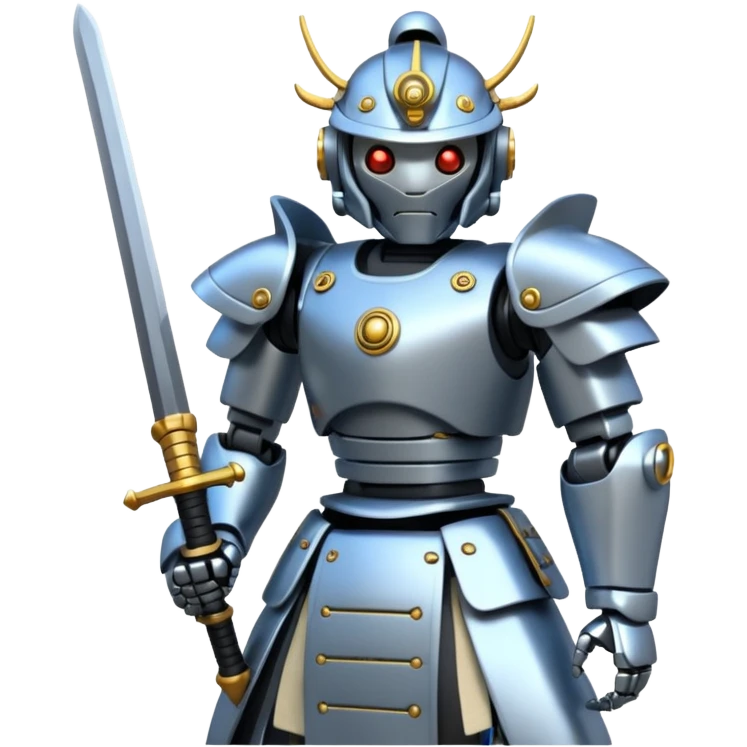 Samurai Robot with a sword in  it hand   emoji