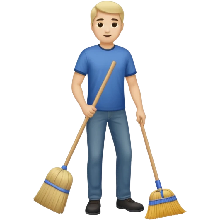ligth man sweeping the floor emoji