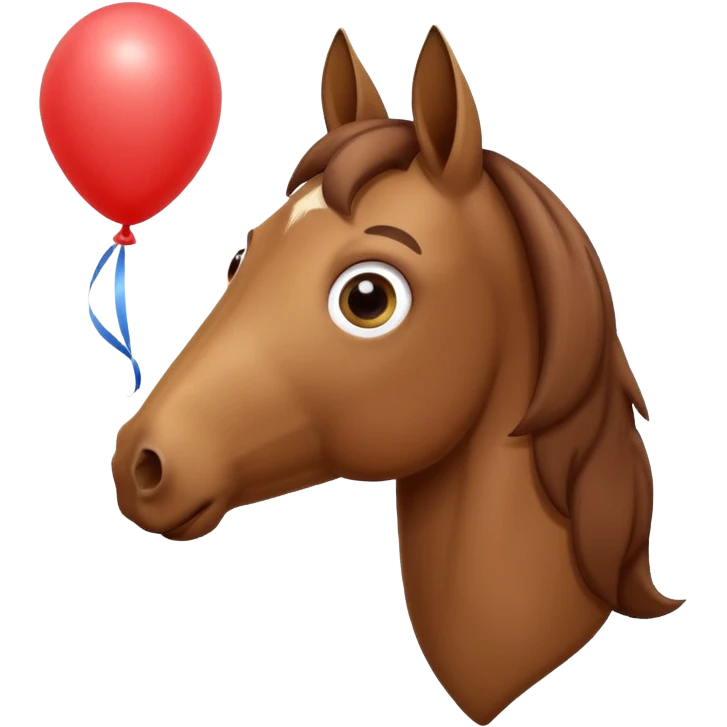 A horse inhaling a balloon emoji