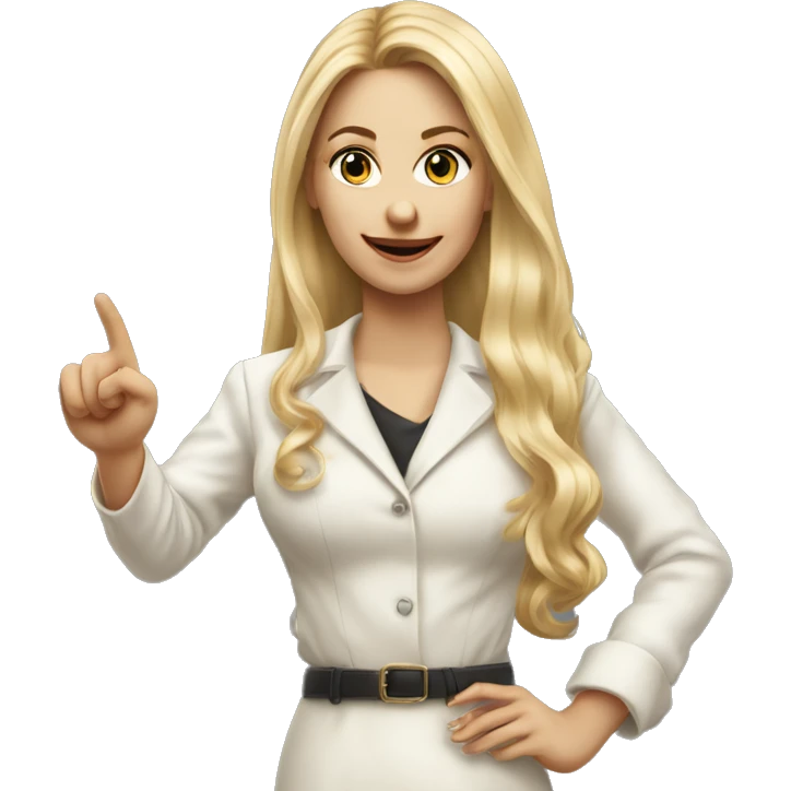 Blonde elegant women with LONG HAIR, ,POINTING YOU FORWARD with her HAND with INDEX FINGER, Hyper Realistic emoji