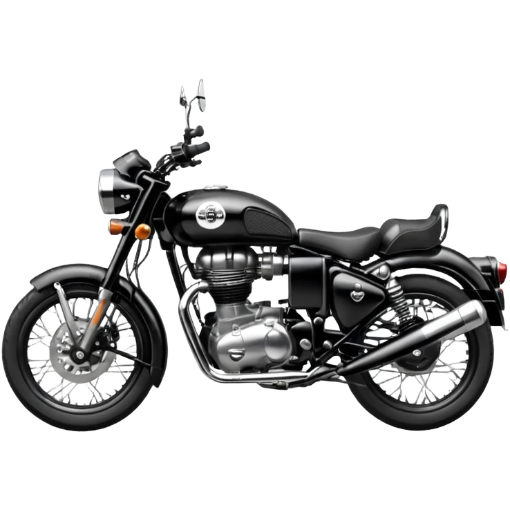 Black royal Enfield with white logo facing right side emoji