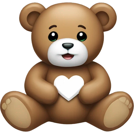 Teddy bear with white heart emoji