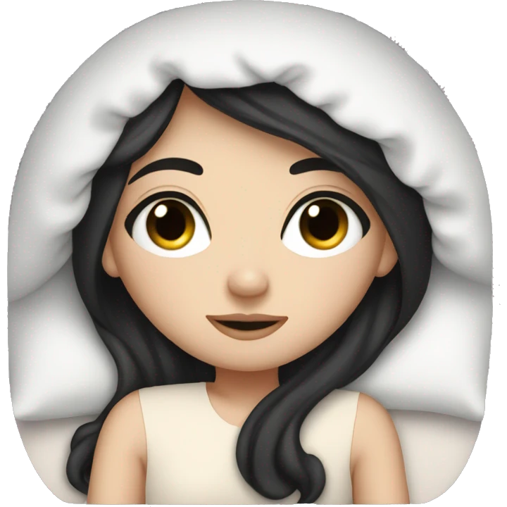 White girl with black hair going to bed emoji