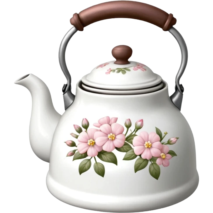 small flowers kettle vintage white and pink emoji