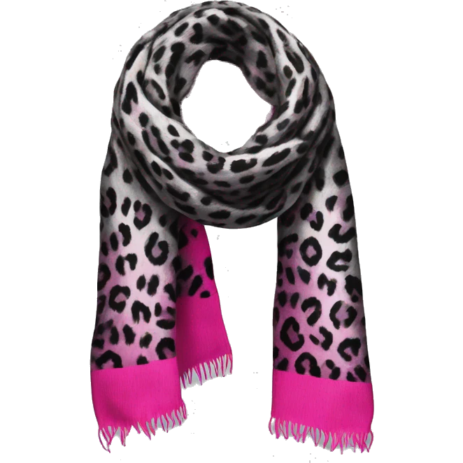 Realistic silver black and hot pink leopard print winter scarf. emoji