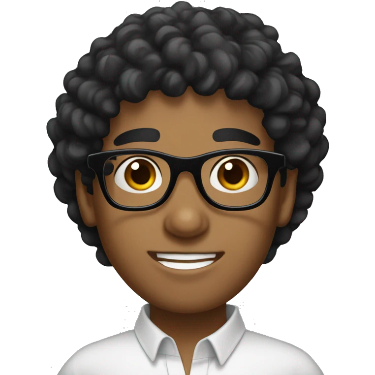 black curly hair arab boy with glasses emoji