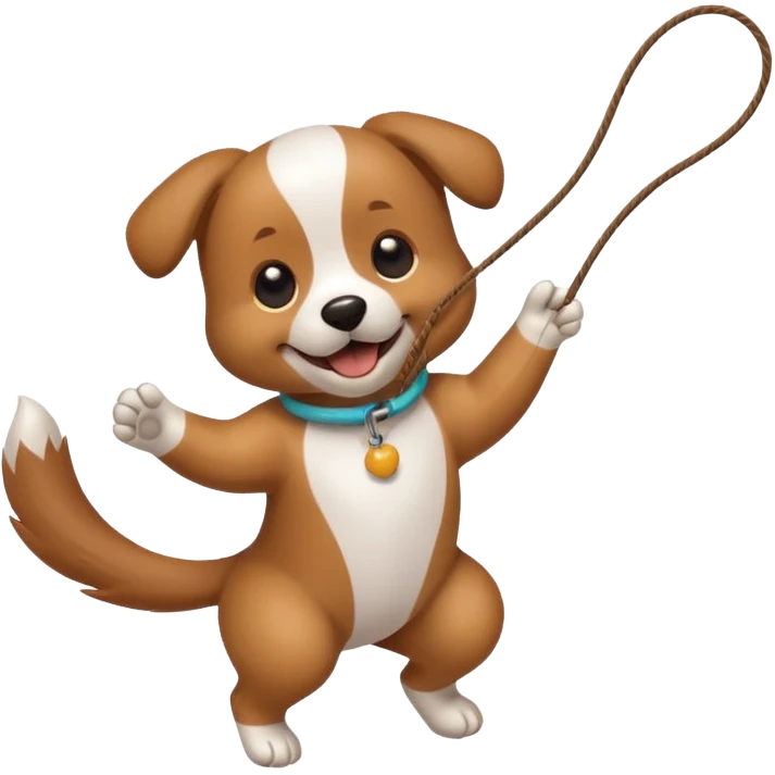 dog playing with a string toy emoji