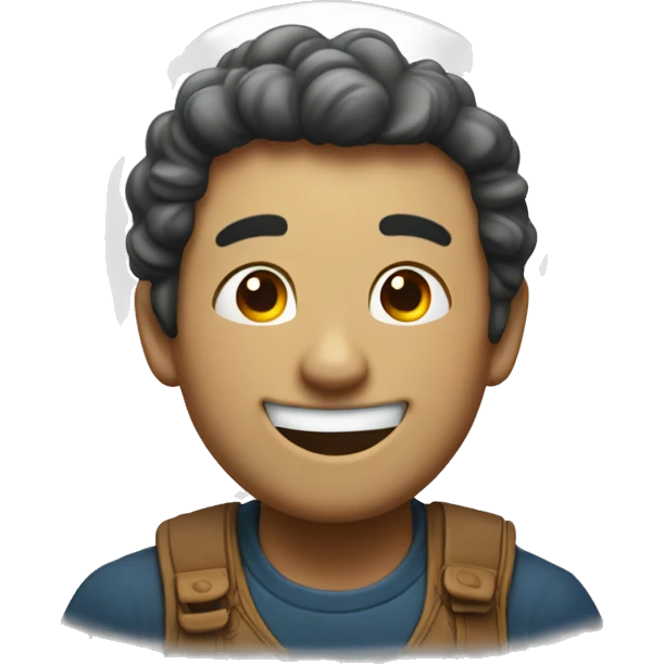 chico con pelo sonriendo con lunar a la izquierda en la cara emoji