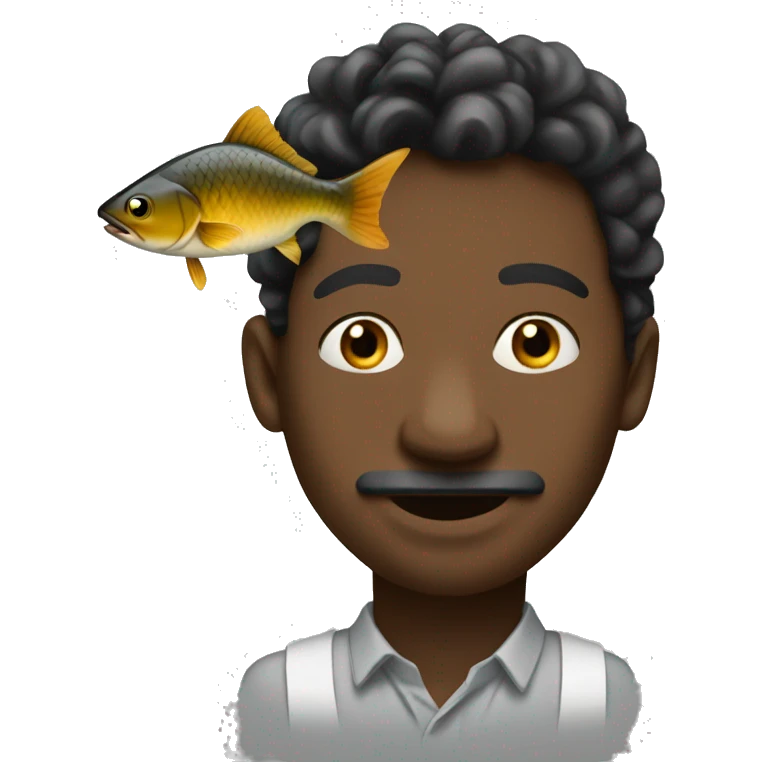 Black man smocking big fish emoji